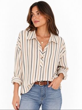 Striped Button-Front Women's Top